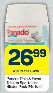 Pick n Pay Panado Pain & Fever Tablets Spartan or Blister Pack 24s offer