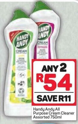 Pick n Pay Handy Andy All Purpose Cream Cleaner Assorted 750ml offer