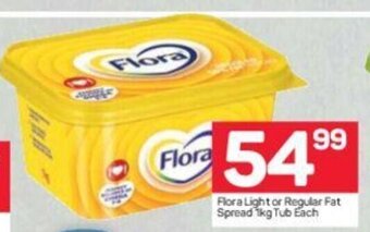 Pick n Pay Flora Light or Regular Fat Spread 1kg Tub each offer