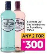 Strettons dry gin, wild berries or triple berry 750ml- for any 2