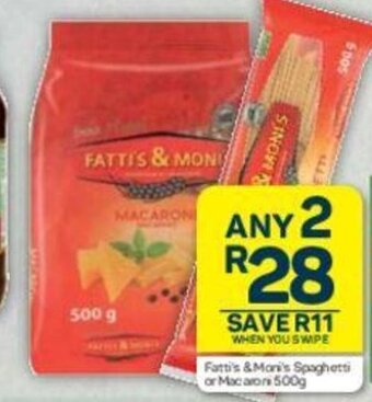 Pick n Pay Fatti's & Moni's Spaghetti or Macaroni 500g offer