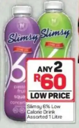 Slimsy 6% Low Calorie Drink Assorted 1 Litre
