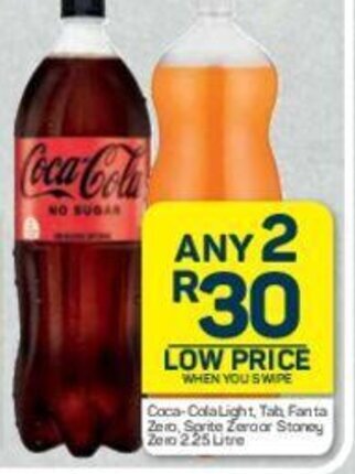 Pick n Pay Coca-Cola Light, Tab, Fanta Zero, Sprite Zero or Stoney Zero 2.25 Litre offer