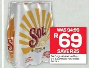 Pick n Pay Sol Original Mexican Beer 6 x 330ml NRB offer