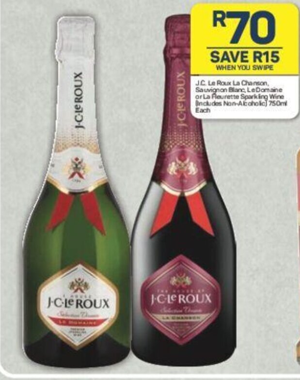 J.C Le Roux La Chanson, Sauvignon Blanc, Le Domaine or La Fleurette