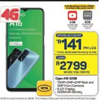 Pick n Pay Oppo A16 32GB offer