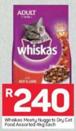 Pick n Pay Whiskas Meaty Nuggets Dry Cat Food Assorted 4kg each offer