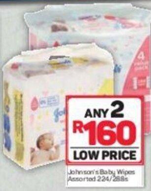 Pick n Pay Johnson's Baby Wipes Assorted 224/288s offer