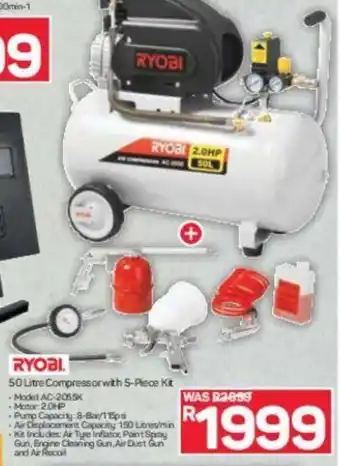 Pick n Pay Ryobi 50 Litre Compressor with 5-Piece Kit offer