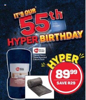 Pick n Pay Real Home Flannel Fleece Throw Assorted Colours each offer