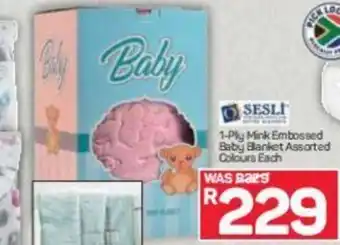 Pick n Pay Selsi 1-Ply Mink Embossed Baby Blanket Assorted Colours each offer