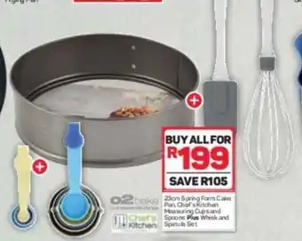 Pick n Pay 23cm Spring Form Cake Pan, Chef's Kitchen Measuring Cups and Spoons Plus Whisks and Spatula Set offer