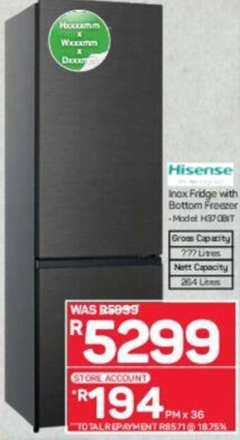 Pick n Pay Hisense - Inox Fridge with Bottom Freezer offer
