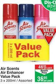 Dis-Chem Air Scents Air Enhancer Value Pack Assorted-3 x 200ml Per Pack offer