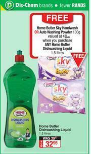 Dis-Chem Home Butler Dishwashing Liquid-1.5Ltr offer