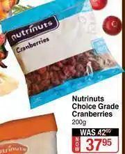 Dis-Chem Nutrinuts Choice Grade Cranberries-200g offer
