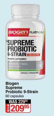 Dis-Chem Biogen Supreme Probiotic 9 Stain-60 Capsules offer