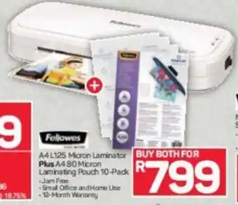 Fellowes A4 L125 Micron Laminator Plus A4 80 Micron