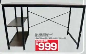 Linx Utah Wallnut and Black Work Desk