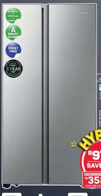 Pick n Pay Hisense - Brushed Stainless Steel Side-by-Side Fridge with Freezer offer