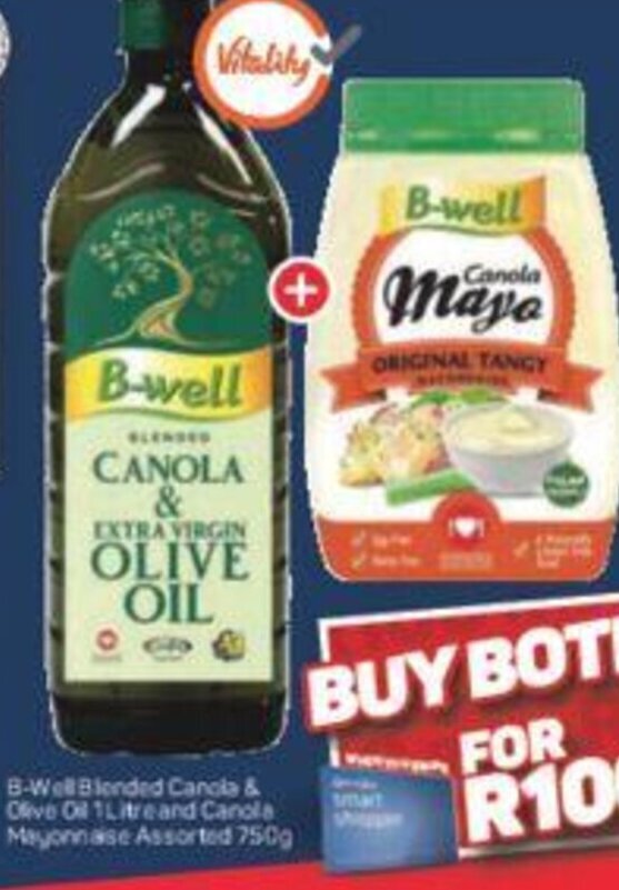 BWell Blended Canola & Olive Oil 1 Litre and Canola Mayonnaise