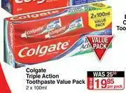 Dis-Chem Colgate Triple Action Toothpaste Value Pack-2 x 100ml Per Pack offer