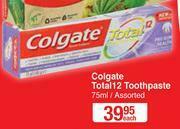 Dis-Chem Colgate Total 12 Toothpaste Assorted-75ml Each offer