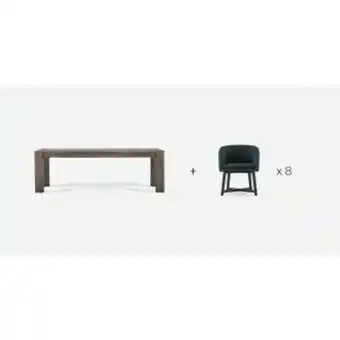 Coricraft Greyton dining table in grey (2.4m) & edward chair in green set offer