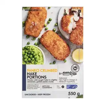 Woolworths Frozen panko crumbed hake portions 550 g offer