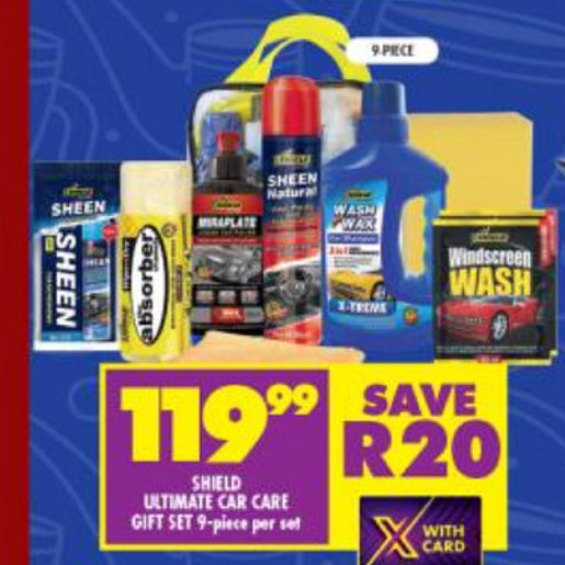 Shield Ultimate Car Care Gift Set 9piece per set offer at Shoprite