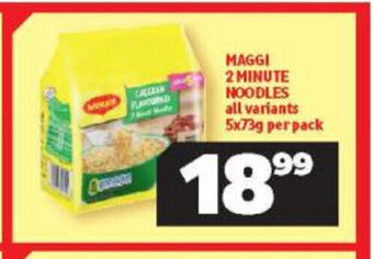 Usave Maggi 2 Minute Noodles all variants 5x73g per pack offer
