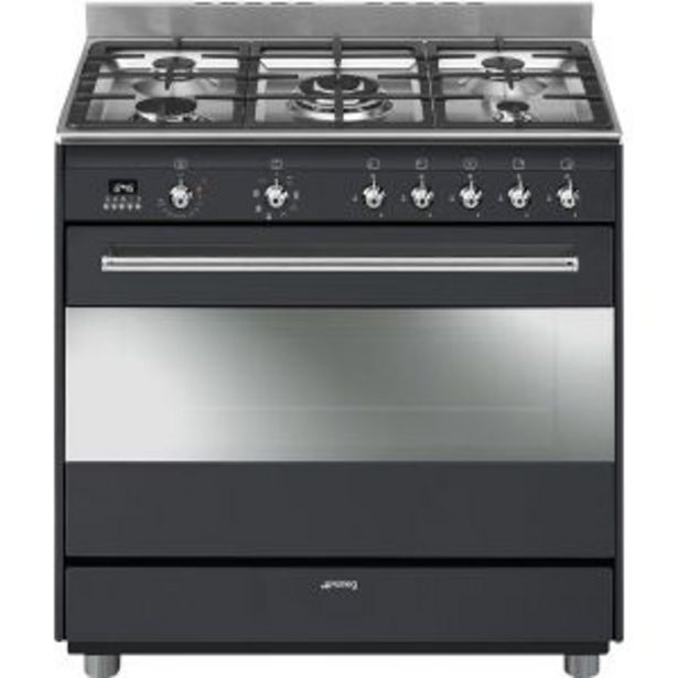 Smeg 90cm 5 burner black gas/electric stove ssa91maa9 offer at Hirsch's
