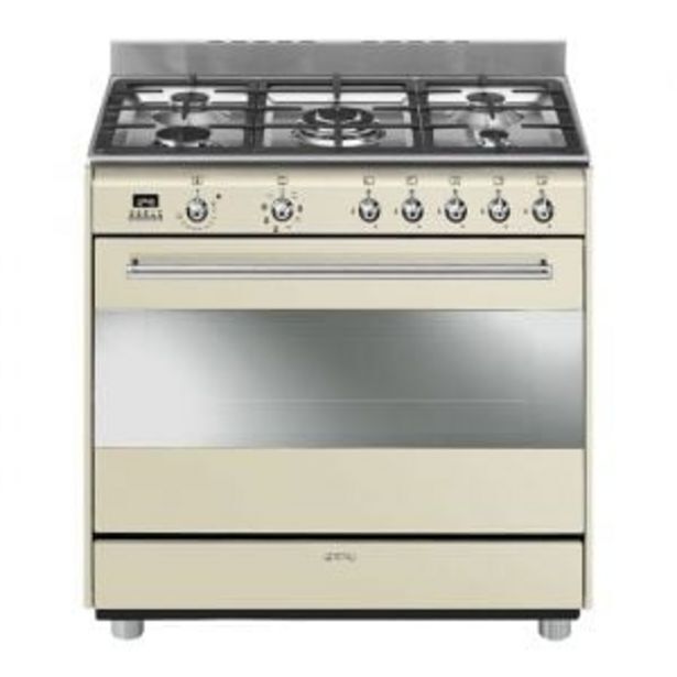 Smeg 90cm 5 burner cream gas/electric stove ssa91map9 offer at Hirsch's