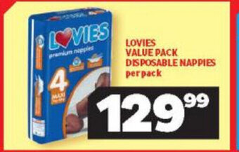 Usave Lovies Value Pack Disposable Nappies per Pack offer
