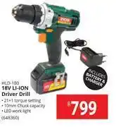 Builders Warehouse Ryobi 18 v li-ion driver drill hld-180 includes battery & charger offer