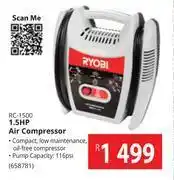 Builders Warehouse Ryobi 1.5hp air compressor rc-1500 offer
