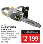 Builders Warehouse Ryobi dual 18v li-ion chain saw xcs-355 offer
