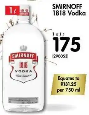 Makro Smirnoff 1818 Vodka 1L offer