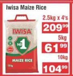 Advance Cash n Carry Iwisa Maize Rice 2.5kg x 4's offer