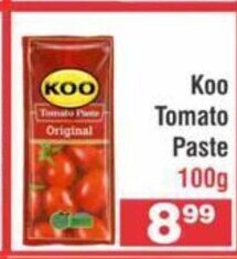 Advance Cash n Carry Koo Tomato Paste 100g offer