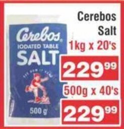 Advance Cash n Carry Cerebos Salt 1kg x 20's offer