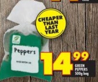 Shoprite Green Peppers 500g bag offer