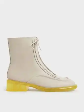 Fleur leather lace-up boots
 - chalk