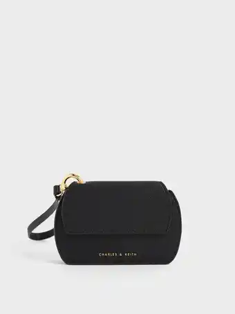 Charles & Keith Selby front flap curved wristlet - black offer