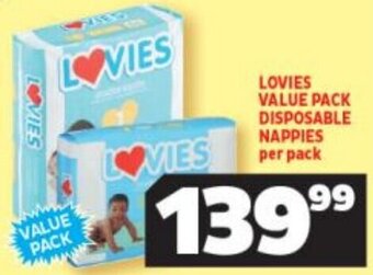Usave Lovies Value Pack Disposable Nappies per pack offer