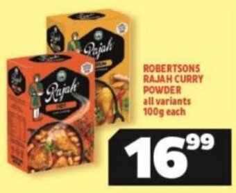 Usave Robertsons Rajah Curry Powder all variants 100g each offer