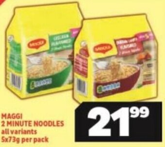 Usave Maggi 2 Minute Noodles all variants 5 x 73g per pack offer
