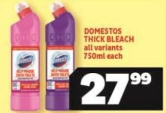 Usave Domestos Thick Bleach all variants 750ml each offer