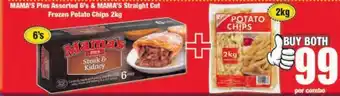 Boxer Mama's Pies Assorted 6's & Mama's Straight Cut Frozen Potato Chips 2kg offer