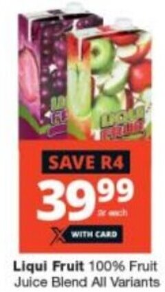 Checkers Liqui Fruit 100% Fruit Juice Blend all variants 2L offer